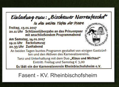 Fasent - KV. Rheinbischofsheim